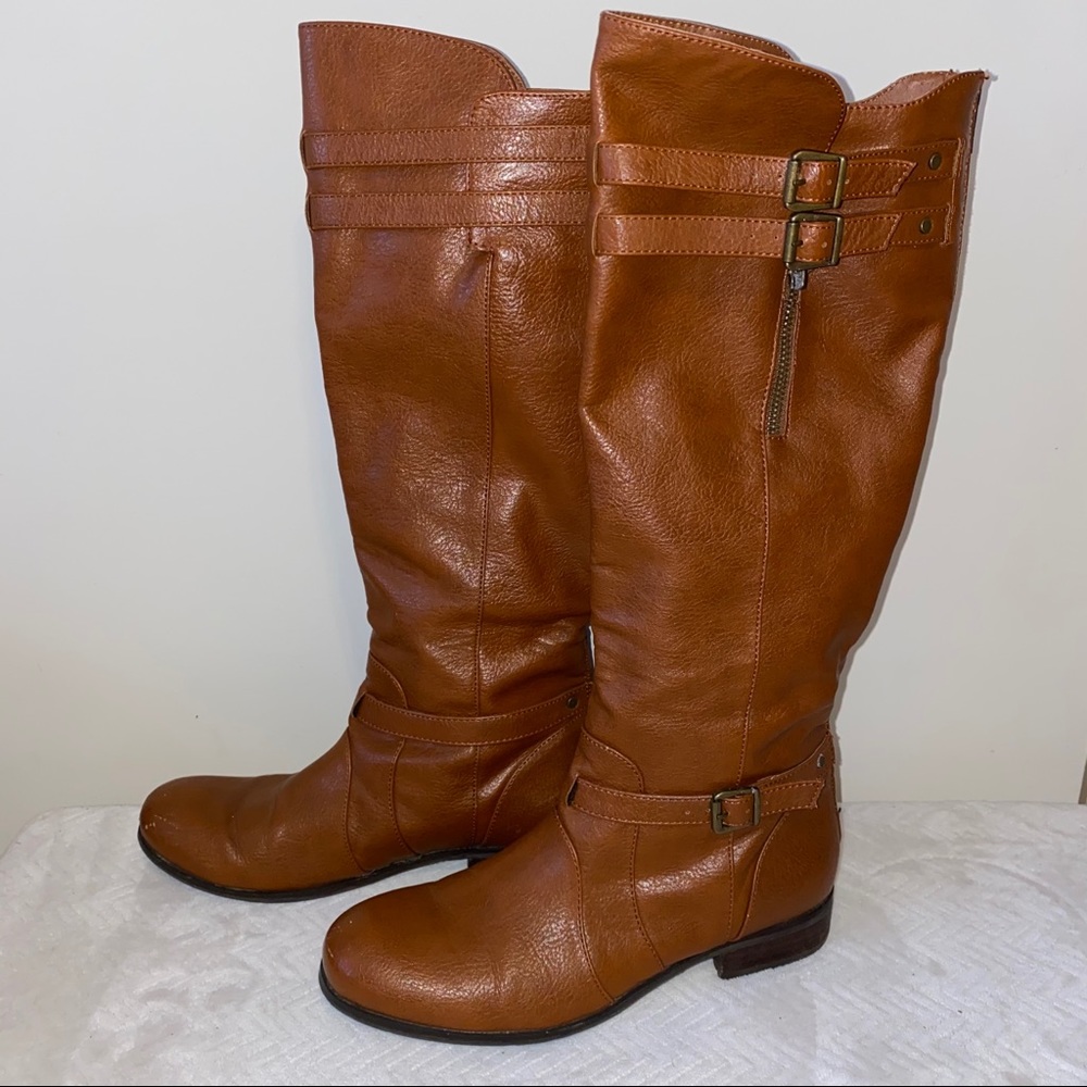 Dolce Vita Knee High Tall Tan Leather Boots 8 - Picture 2 of 10